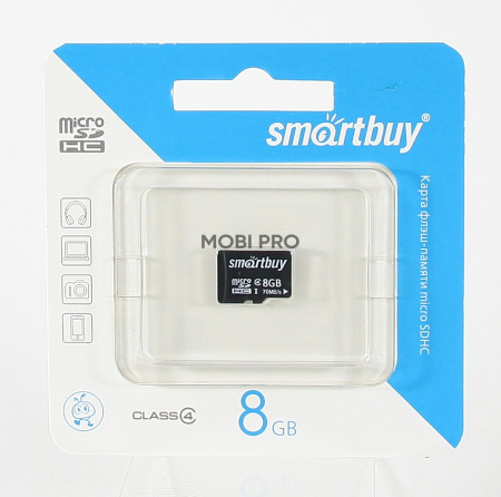 Карта памяти MicroSDHC 8GB Class 4 Smartbuy без адаптера