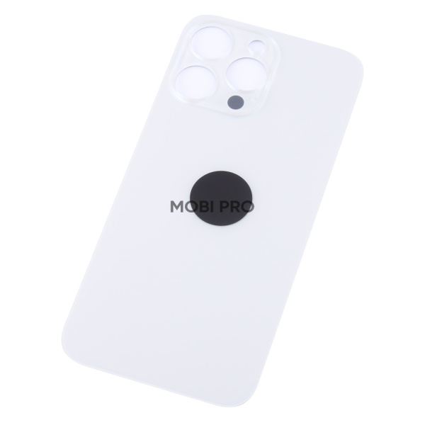 Задняя крышка для iPhone 14 Pro Max Белый (стекло, монолит, широкий вырез под камеру, логотип) - Премиум